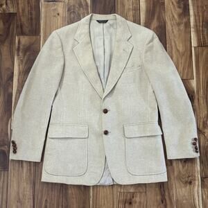 Vtg Mens Blazer Sz 42R Tan Academia Classic Heritage Leather Buttons Preppy USA